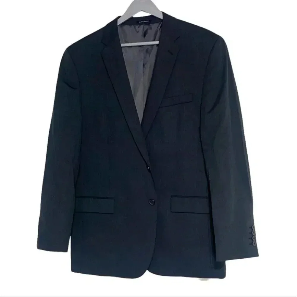 EGARA Men's 46 Regular Black Wool Blend Suit‎ Jacket Blazer